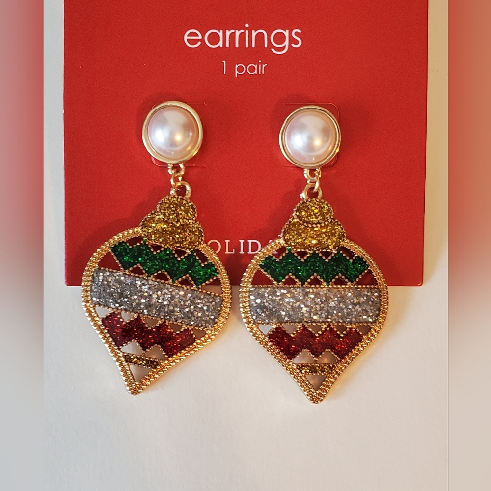Hildi & Jo Holiday Christmas Ornament Pierced Post Earrings New